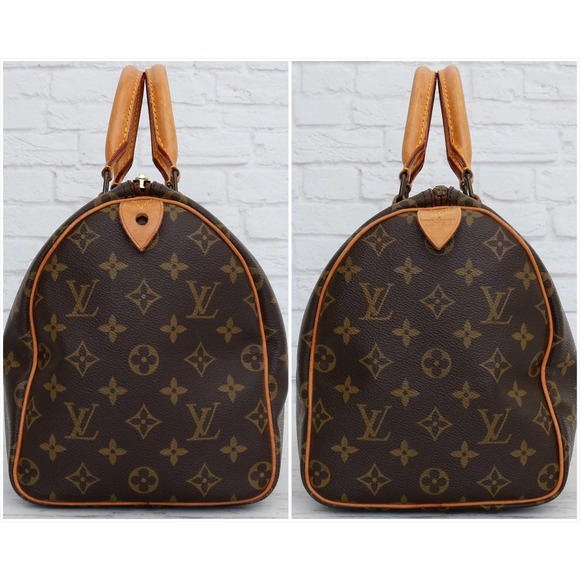 Louis Vuitton Speedy 30 Monogram Satchel Purse Brown Bag Handbag Large Tote Zip - Picture 8 of 16